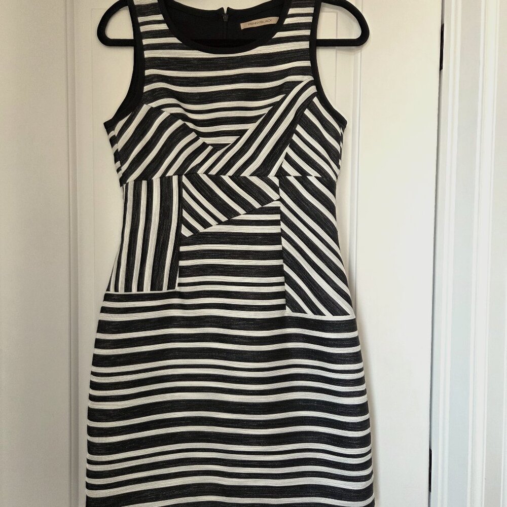 PENNYBLACK knee length sleeveless striped black and white dress. Size 4